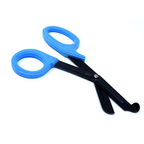 A2Z Scilab Sky Blue Handle with Fluoride Coated Black Blades Trauma Shears 7.25" A2Z-ZR170 - main
